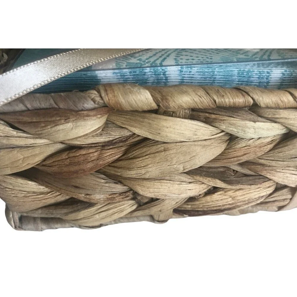 Water Hyacinth Paper Napkin Holder Wicker Basket With 50 Shell Napkins Bathroom